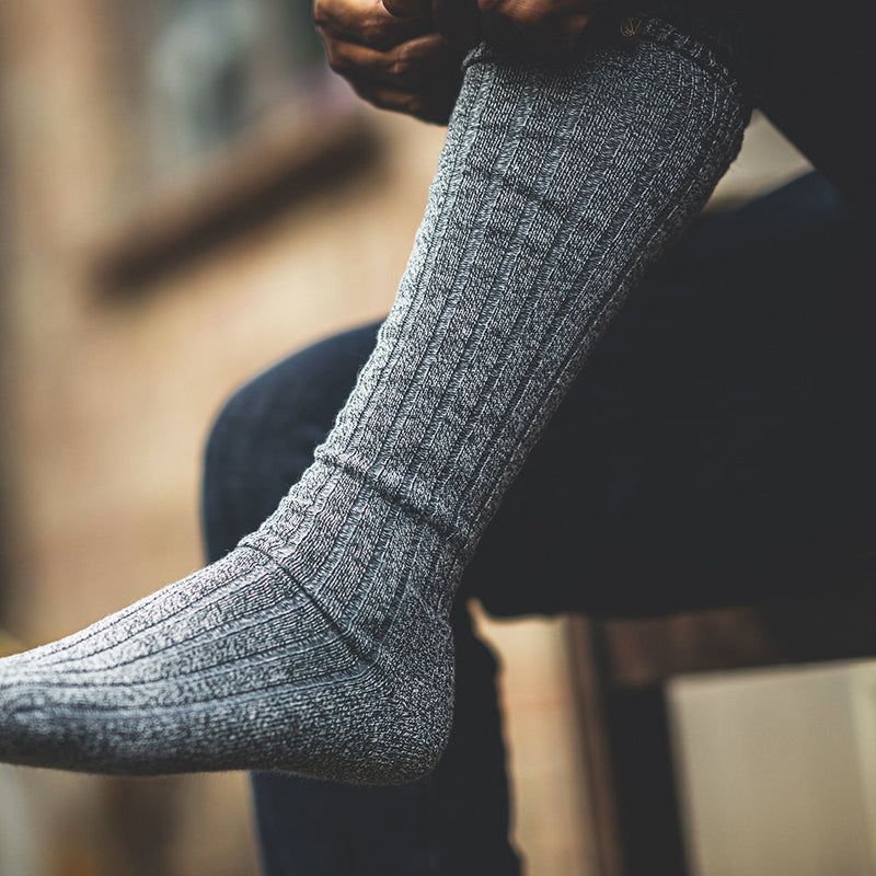 Wilde & King - Holt Welly Socks (Grey Tweed)