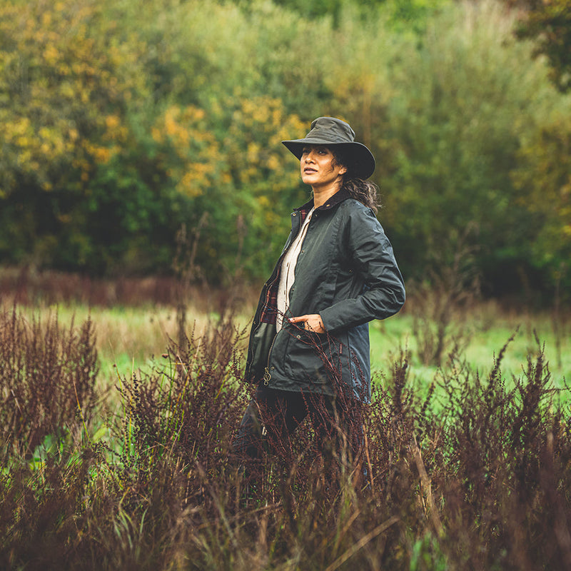 Womens Barton Waxed Jacket (Olive)