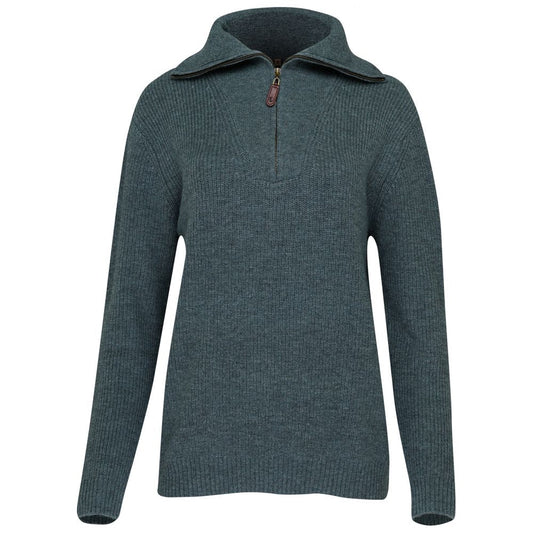 Wilde & King - Womens Wattle Zip Neck Sweater (Wood Pigeon)